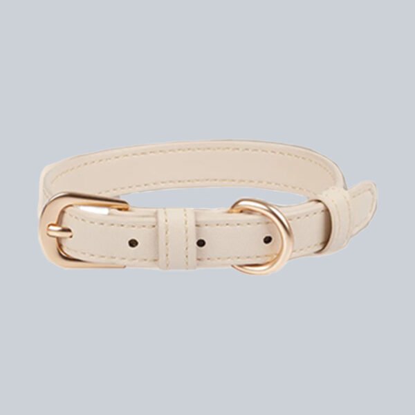 Classic vanilla cream leather dog collar, handcrafted by Nova X Leather in Epping, Melbourne